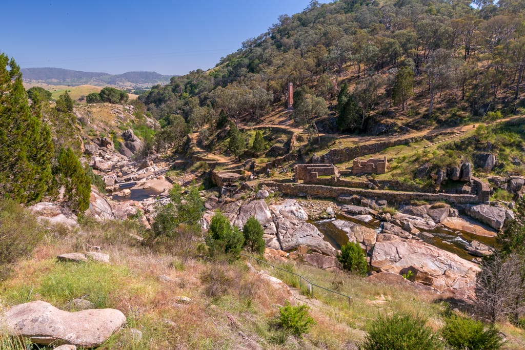 Historic ruins at Adelong Falls near Elm Cottage